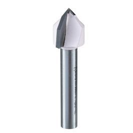 V-Nutfräser 12,7 mm - Ø 6 mm Schaft • Ø 12,7 mm Fräser • 12,7 mm Arbeitslänge • 45 mm Gesamtlänge • 90° Winkel