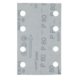 Schleifpapier A80 80x130mm Klett - 80x130 mm • Körnung A80 • Klett • 8 Loch • 10 Stück
