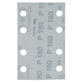 Schleifpapier A180 80x130mm Klett - 80x130 mm • Körnung A180 • Klett • 8 Loch • 10 Stück