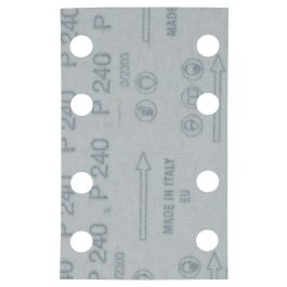 Schleifpapier A240 80x130mm Klett - 80x130 mm • Körnung A240 • Klett • 8 Loch • 10 Stück