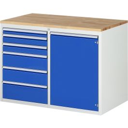 Schubladenschrank LL5.24.12, B1145xT650xH825mm, B-Top-25mm, 6xSchublade-TA,1xTür