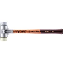 SIMPLEX-Schonhammer mit Aluminiumgehäuse und Holzstiel, Ø 30, TPE-mid / Nylon