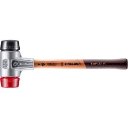 SIMPLEX-Schonhammer mit Aluminiumgehäuse und Holzstiel, Ø 50, Gummikomposition / Plastik