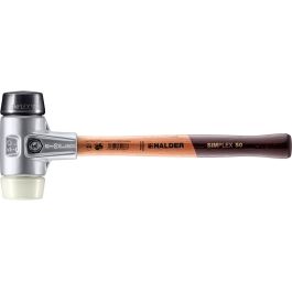 SIMPLEX-Schonhammer mit Aluminiumgehäuse und Holzstiel, Ø 50, Gummikomposition / Nylon