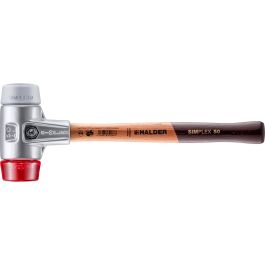 SIMPLEX-Schonhammer mit Aluminiumgehäuse und Holzstiel, Ø 50, TPE-mid / Plastik