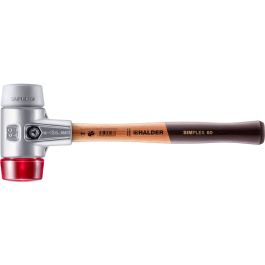 SIMPLEX-Schonhammer mit Aluminiumgehäuse und Holzstiel, Ø 60, TPE-mid / Plastik